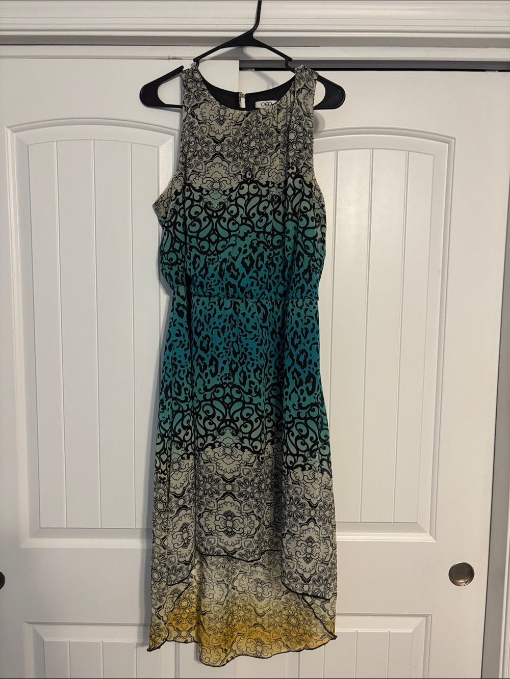Cato Teal, Black & Yellow Ombre Maxi Dress
